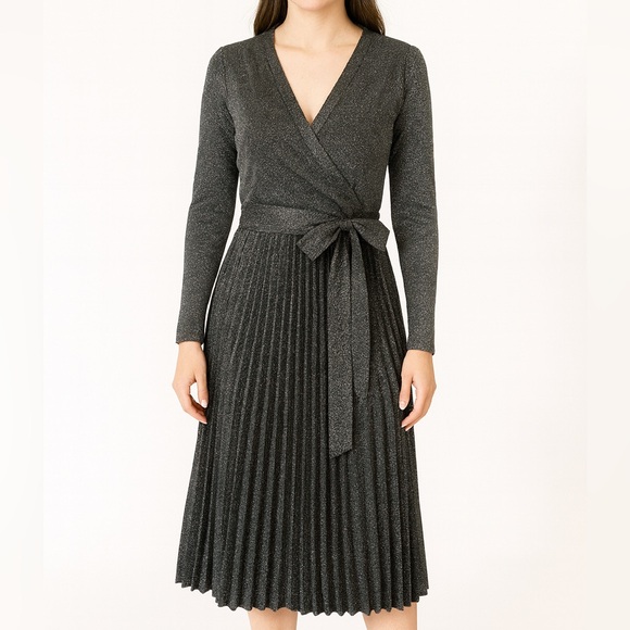 Metallic Stretch Wrap Dress The Ceri - Picture 1 of 9